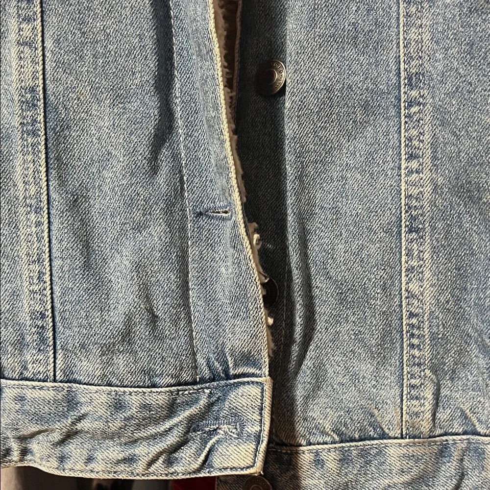 Topshop Cream Sherpa Lined Denim Jacket - Picture 5 of 12